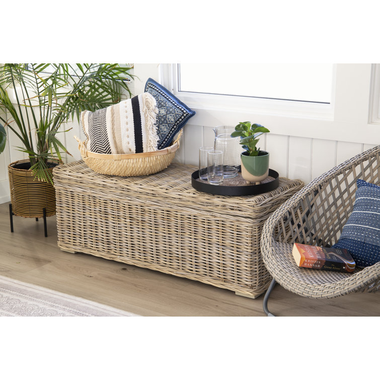 Bay Isle Home Tevis Wicker Flip Top Storage Bench Wayfair Canada